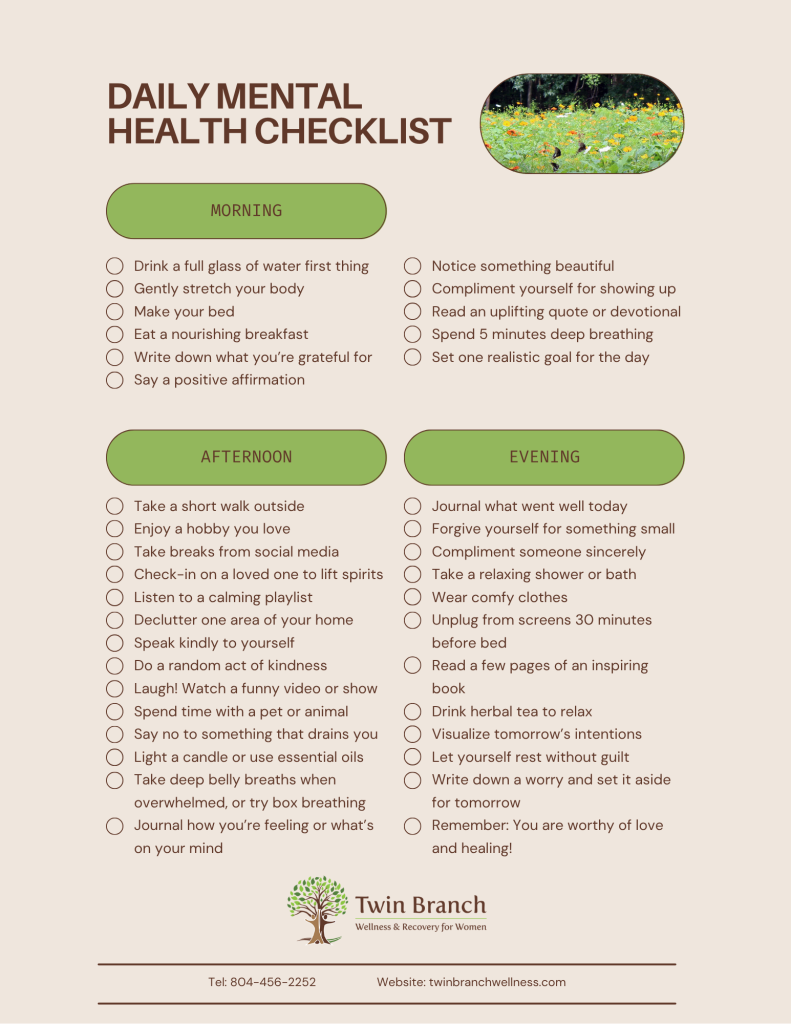 daily mental health checklist