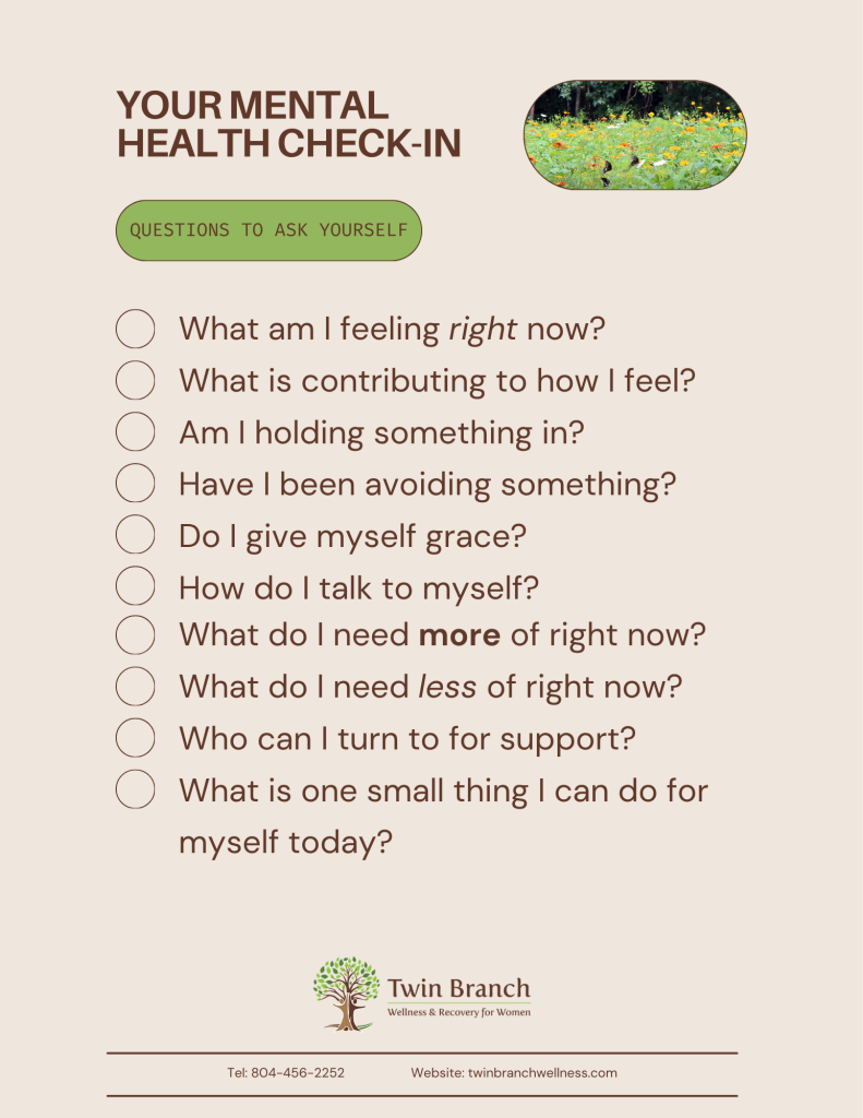 mental health check-in checklist